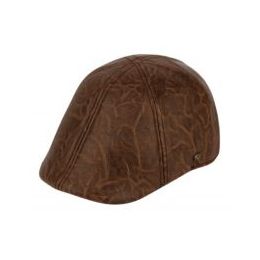 12 Wholesale Faux Leather Duckbill Ivy Cap In Brown