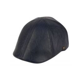12 Pieces Faux Leather Duckbill Ivy Cap In Navy - Fedoras, Driver Caps & Visor