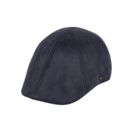 12 Wholesale Vintage Faux Leather Duckbill Ivy Cap In Navy