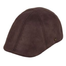 12 Wholesale Vintage Faux Leather Duckbill Ivy Cap In Grey