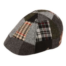 12 Wholesale Patch Work Wool Blend Duckbill Ivy Cap With Lining