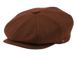 12 Pieces Solid Color Melton Wool Newsboy Cap In Brown - Fedoras, Driver Caps & Visor
