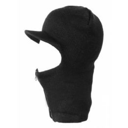 36 Wholesale Winter Sports Knit Mask W/visor And Zipper