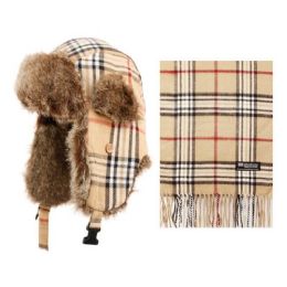12 Pieces Plaid Troops & Scarf Sets - Winter Sets Scarves , Hats & Gloves