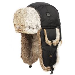 4 Pieces Super Soft Genuine Rabbit Fur Bumber Trapper Winter Hats In Black - Fashion Winter Hats
