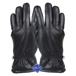 12 Wholesale Men's Faux Leather Glove