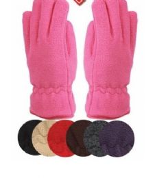 24 Wholesale Ladies Thermal Fleece Glove Assorted Color