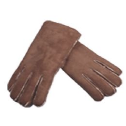 24 Wholesale Men's Winter Faux Suede Glove W/sherpa Fleece Lining
