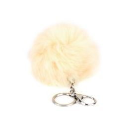 24 Pieces Flexable Real Rabbit Fur Pom Pom Key Chain In Banana - Key Chains