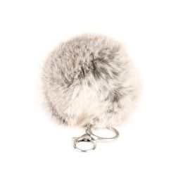 24 Pieces Flexable Real Rabbit Fur Pom Pom Key Chain In Grey - Key Chains
