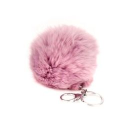 24 Pieces Flexable Real Rabbit Fur Pom Pom Key Chain In Lavender - Key Chains
