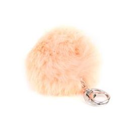 24 Pieces Flexable Real Rabbit Fur Pom Pom Key Chain In Orange - Key Chains
