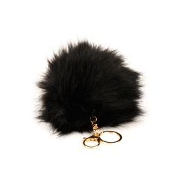 36 Pieces Flexable Faux Fur Pom Pom Key Chain Black - Key Chains