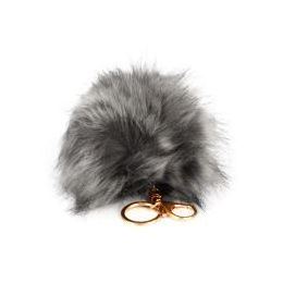 36 Pieces 36 Flexable Faux Fur Pom Pom Key Chain Charcoal - Key Chains