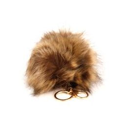 36 Pieces 36 Flexable Faux Fur Pom Pom Key Chain Khaki - Key Chains
