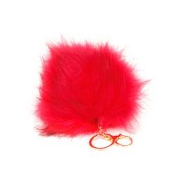36 Pieces Flexable Faux Fur Pom Pom Key Chain Red - Key Chains