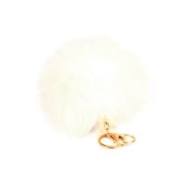 36 Pieces Flexable Faux Fur Pom Pom Key Chain White - Key Chains