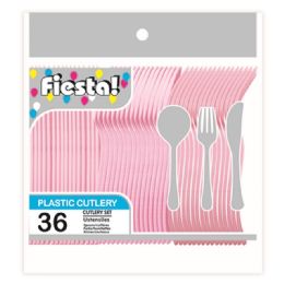 96 Wholesale Thirty Six Count Cutlery Pastel Pink
