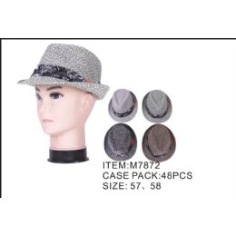 48 Pieces Unisex Assorted Color Fashion Fedora Hats - Fedoras, Driver Caps & Visor