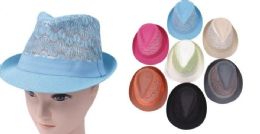 48 Bulk Unisex Assorted Color Fashion Fedora Hats
