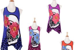 60 Pieces Women's Floral Print Loose Casual Flowy Tunic Tank Top - Womens Fashion Tops