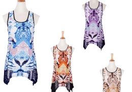 60 Pieces Women's Animal Print Loose Casual Flowy Tunic Tank Top - Womens Fashion Tops