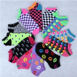 120 Pairs Assorted Printed Women's Cotton Blend Ankle Socks - Womens Ankle Sock