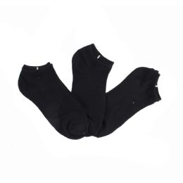 120 Wholesale Womens Basic Black Cotton Blend Ankle Socks/ No Show Ankle