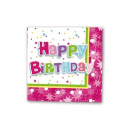96 Pieces Napkin B'day 13x13"/8 Count - Party Paper Goods