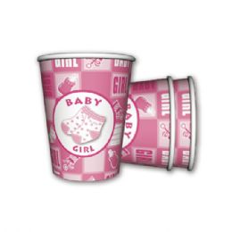 96 Units of 9oz/8 Count Paper Cup Girl - Baby Shower