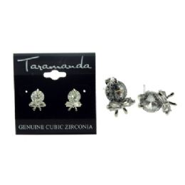 60 Wholesale Silver Tone Cubic Zirconia Stud Earrings