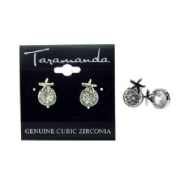 60 Wholesale Silver Tone Cubic Zirconia Stud Earrings