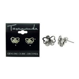60 Wholesale Silver Tone Cubic Zirconia Stud Earrings