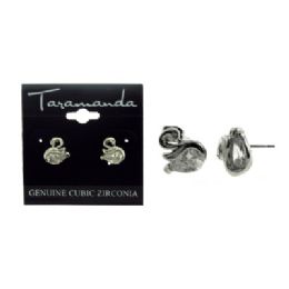 60 Wholesale Silver Tone Cubic Zirconia Stud Earrings