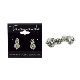 60 Wholesale Silver Tone Cubic Zirconia Stud Earrings