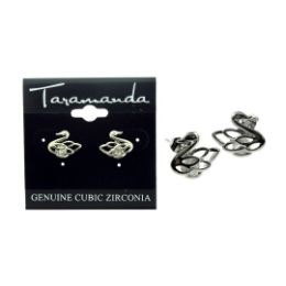 60 Wholesale Silver Tone Cubic Zirconia Stud Earrings