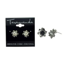 60 Wholesale Silver Tone Cubic Zirconia Stud Earrings