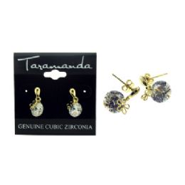 60 Wholesale Gold Tone Cubic Zirconia Dangle Earrings