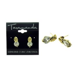 60 Wholesale Gold Tone Cubic Zirconia Dangle Earrings