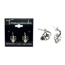 60 Wholesale Silver Tone Cubic Zirconia Dangle Earrings