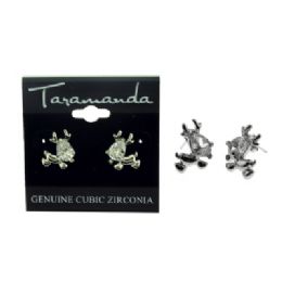 60 Wholesale Silver Tone Cubic Zirconia Dangle Earrings