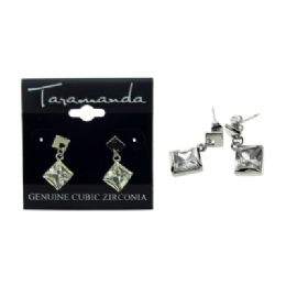 60 Wholesale Silver Tone Cubic Zirconia Dangle Earrings