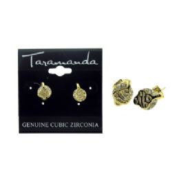 60 Wholesale Gold Tone Cubic Zirconia Stud Earrings