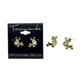 60 Wholesale Gold Tone Cubic Zirconia Dangle Earrings