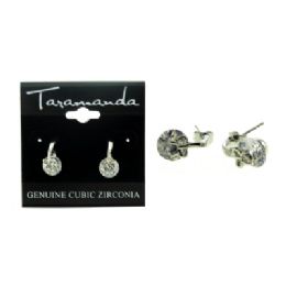 12 Pieces Silver Tone Cubic Zirconia Stud Earrings - Earrings