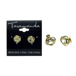 60 Wholesale Gold Tone Cubic Zirconia Stud Earrings