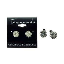 60 Wholesale Silver Tone Cubic Zirconia Stud Earrings