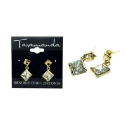 60 Wholesale Gold Tone Cubic Zirconia Dangle Earrings