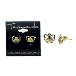 12 Pieces Gold Tone Cubic Zirconia Dangle Earrings - Earrings