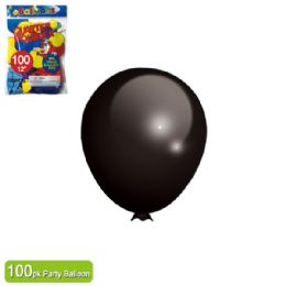 24 Pieces Twelve Inch One Hundred Count Balloon Black - Balloons & Balloon Holder